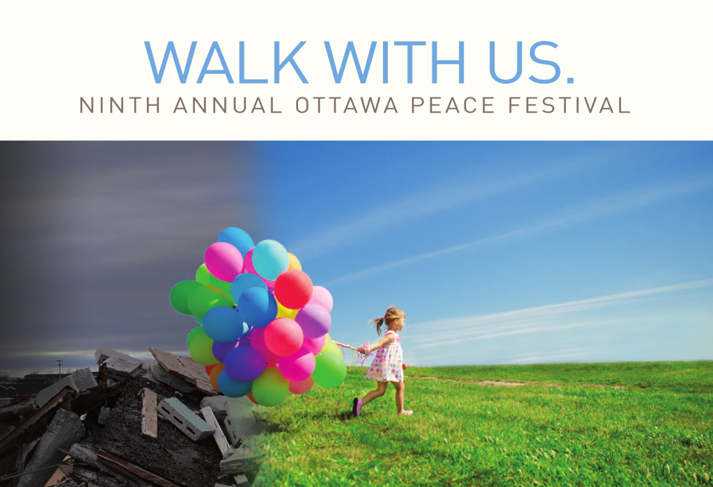 The 9th annual Ottawa Peace Festival will be held Sept. 21 through Oct. 2. Its theme this year is "Peaceing Together the Canada We Want". It bridges the United Nations International Day of Peace with the United Nations International Day of Nonviolence.  Organized by the Canadian Peace Initiative (CPI) and Ottawa's peace community, the festival will feature 25 free events hosted by 22 organizations at 19 locations around the capital.  Topics will address peace, security, development, disarmament, reconciliation and climate change. Events will include documentary films, music, dance, discussion panels, photo exhibit (about Leo Tolstoy), and peace awards. “With friendly events taking place throughout the 12-day festival, we hope to give folks a chance to know what's happening in Ottawa in building a community of peace,” say festival co-convenors, Bill Bhaneja and Peter Stockdale. The festival is a civil-society-supported event and does not receive funding from any government sources. More information (including festival program and interactive map) are at the festival's website: http://ottawapeacefestival.blogspot.ca/