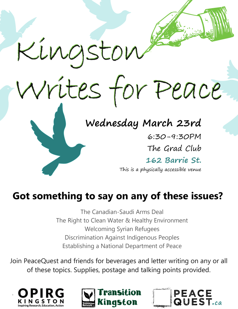 Kingston Writes for peace